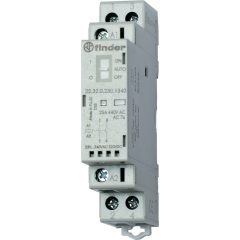Пускатель магнитный модульный для распределительных щитов Контактор модульный 2NO 25А AgNi 230В AC/DC 17.5мм IP20 мех. индикатор FINDER 223202301320