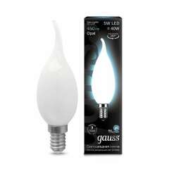 Лампа светодиодная Лампа светодиодная филаментная Black Filament 5Вт свеча на ветру 4100К E14 опал Gauss 104201205