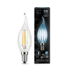 Лампа светодиодная Лампа светодиодная филаментная Black Filament 5Вт свеча на ветру 4100К E14 Gauss 104801205