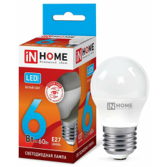 Лампа светодиодная Лампа светодиодная LED-ШАР-VC 6Вт 230В E27 4000К 540лм IN HOME 4690612020532
