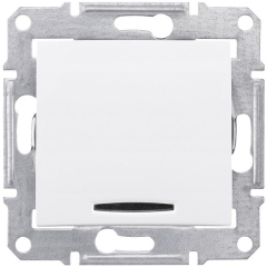 Schneider Electric SE Sedna Бел Выключатель 1-клавишный с подсветкой 10 А (сх.1) (SE SDN1400121)