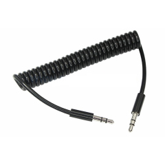 Соединительные кабели REXANT Аудиокабель AUX 3.5 мм шнур спираль 1 м черный (18-4010)