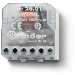 Реле шаговое электромеханич. 1NO 10А 2 состояния AgNi 230В AC монтаж в коробке IP20 FINDER 260182300000