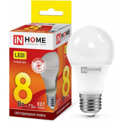 Лампа светодиодная Лампа светодиодная LED-A60-VC 8Вт 230В E27 3000К 720Лм IN HOME 4690612024004