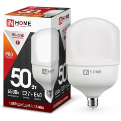 Лампа светодиодная Лампа светодиодная LED-HP-PRO 50Вт 230В 6500К E27 4500Лм с адаптером IN HOME 4690612031125