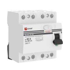 Устройство защитного отключения (УЗО) Выключатель дифференциального тока (УЗО) 4п 40А 300мА тип AC ВД-100 (электромех.) PROxima EKF elcb-4-40-300-em-pro